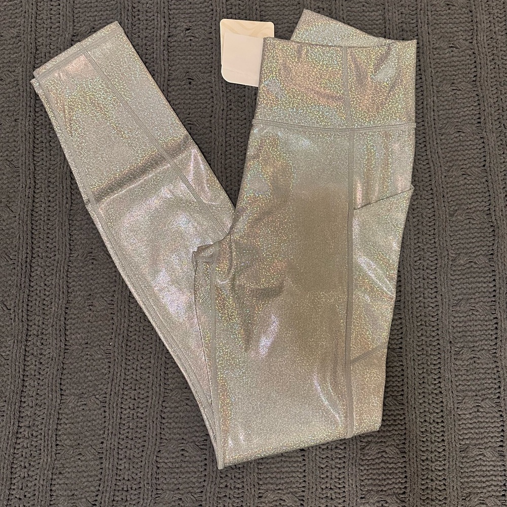 Fabletics High Waisted Leggings - Glitter Hologram - NWT